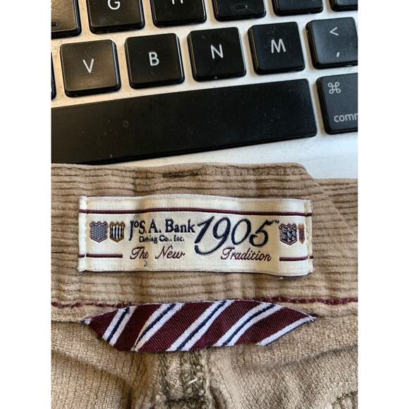 Jos. A. Bank Men's High Rise Corduroy Straight Cropped Pant Beige Size 36/29 - Picture 3 of 5